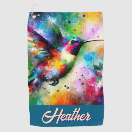 お洒落カラフル鳥パーソナライズされた ゴルフタオル