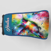 お洒落カラフル鳥パーソナライズされた ゴルフヘッドカバー (正面)