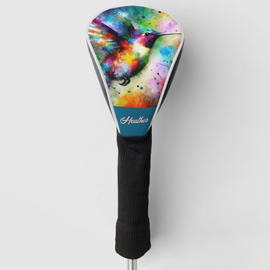 お洒落カラフル鳥パーソナライズされた ゴルフヘッドカバー (正面)