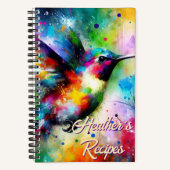 お洒落カラフル鳥パーソナライズされた ノートブック (正面)