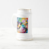 お洒落カラフル鳥パーソナライズされた ビールジョッキ (正面左)