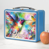 お洒落カラフル鳥パーソナライズされた メタルランチボックス (インサイチュ)