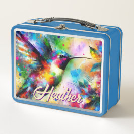 お洒落カラフル鳥パーソナライズされた メタルランチボックス