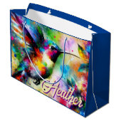 お洒落カラフル鳥パーソナライズされた ラージペーパーバッグ (裏面アングル)