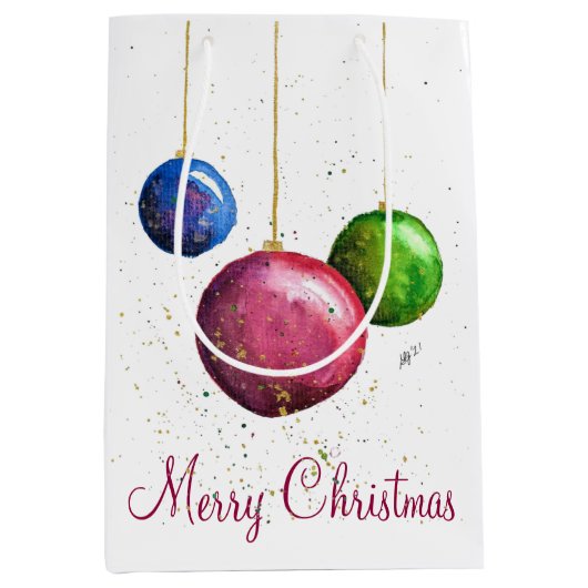 お洒落カラフルChristmas Bables ミディアムペーパーバッグ (正面)