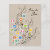 お洒落カラフルGroovy Flower Gardenありがとう ポストカード (正面)