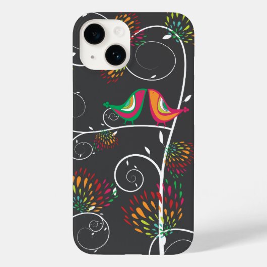 お洒落キスをするカラフル夏の鳥と花 Case-Mate iPhoneケース (裏面)