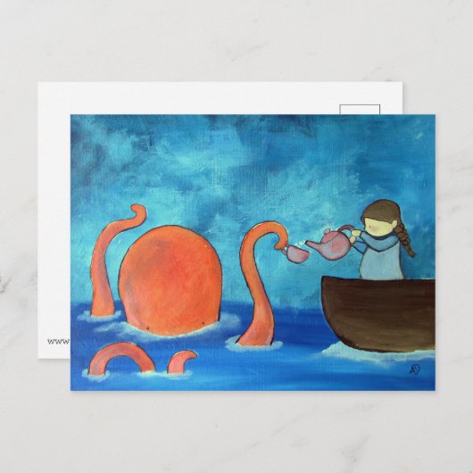 お洒落キッズアートガールタコ茶パーティーかわいい ポストカード (正面/裏面)