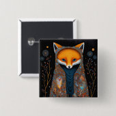 お洒落キツネウッドランドファンタジーアートボタン 缶バッジ (正面&裏面)
