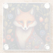 お洒落キツネウッドランドファンタジーアート ガラスコースター (裏面)