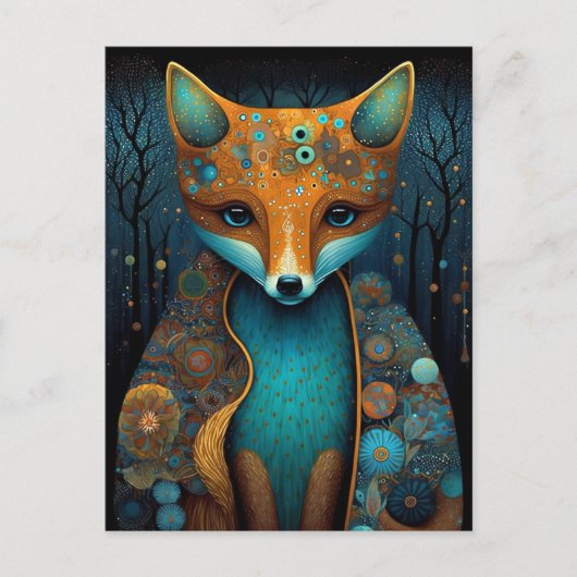 お洒落キツネウッドランドファンタジーアート ポストカード (正面)