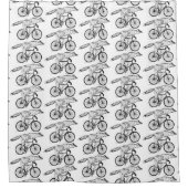 お洒落キツネオン自転車アートプリント シャワーカーテン (正面)