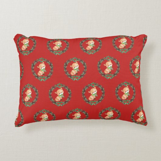 お洒落キツネリース アクセントクッション (正面)