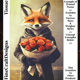 お洒落キツネ、オレンジ色のバラブーケDC5Fデコページ 薄葉紙