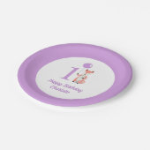 お洒落キツネ&バルーンパープルハッピーバースデー1st ペーパープレート (アングル)