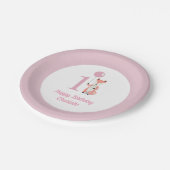 お洒落キツネ&バルーンピンクハッピーバースデー1st ペーパープレート (アングル)