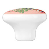 お洒落キツネ&ファーンフォークアート素朴子供部屋ピンク セラミックノブ (側面)