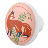 お洒落キツネ&ファーンフォークアート素朴子供部屋ピンク セラミックノブ (右)