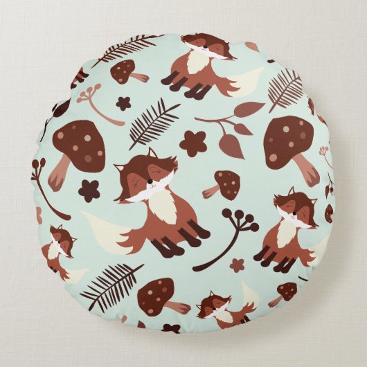 お洒落キツネ ラウンドクッション (正面)