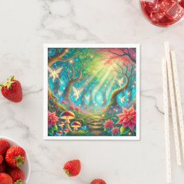 お洒落キノコとポインセチア森林の切り離し スタンダードカクテルナプキン