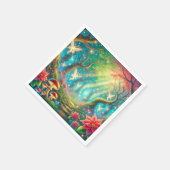 お洒落キノコとポインセチア森林の切り離し スタンダードカクテルナプキン (角)