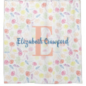 お洒落キノコとリーフパーソナライズされた シャワーカーテン (正面)