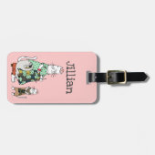 お洒落キルティング猫ピンク ラゲッジタグ (正面横)