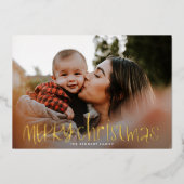 お洒落クラシックChristmas Photo 箔シーズンカード (正面)