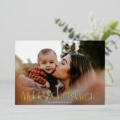 お洒落クラシックChristmas Photo 箔シーズンカード (立ち正面)