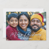 お洒落クラシックPoinsettia Santa写真クリスマス シーズンカード (正面)