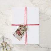 お洒落クリスマスからPoinsettia Santa ギフトタグ (より糸付き)