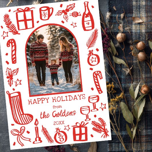 お洒落クリスマスかわいいカスタムアーチPHOTO シーズンカード