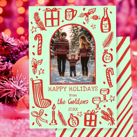 お洒落クリスマスかわいいカスタムアーチPHOTO シーズンカード