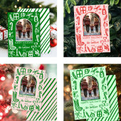 お洒落クリスマスかわいいカスタム写真金ゴールド 箔シーズンカード