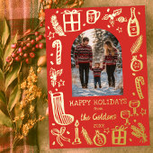 お洒落クリスマスかわいいカスタム写真金ゴールド 箔シーズンカード