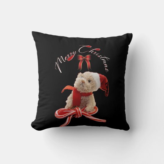 お洒落クリスマスかわいいテディベア クッション (正面)