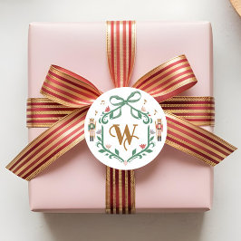 お洒落クリスマスくるみ割りモノグラムクレストボウ ラウンドシール