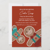 お洒落クリスマスのジンジャーブレッドCookieスワップパーティー 招待状 (正面)