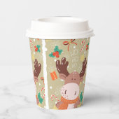 お洒落クリスマスのトナカイフェスティバルコーヒー 紙コップ (裏面)