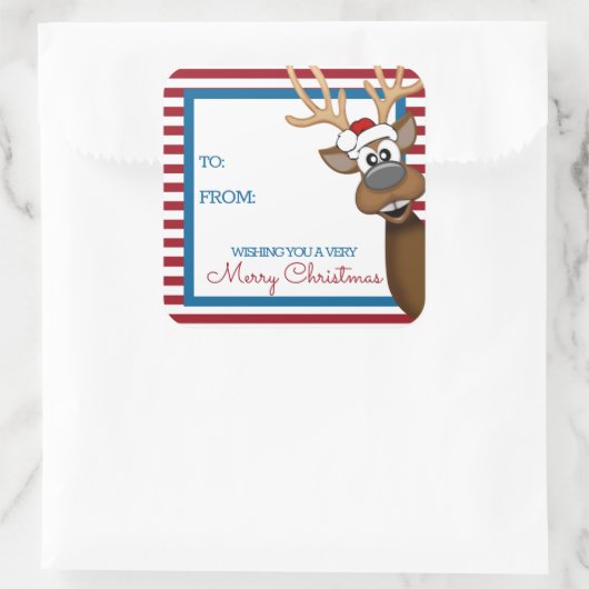 お洒落クリスマスのトナカイラベルシール スクエアシール (バッグ)