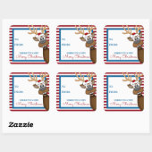 お洒落クリスマスのトナカイラベルシール スクエアシール (シート)