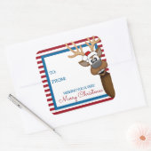 お洒落クリスマスのトナカイラベルシール スクエアシール (封筒)