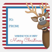 お洒落クリスマスのトナカイラベルシール スクエアシール (正面)