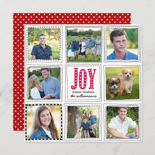 お洒落クリスマスのドードル喜び写真コラージュ シーズンカード (正面/裏面)
