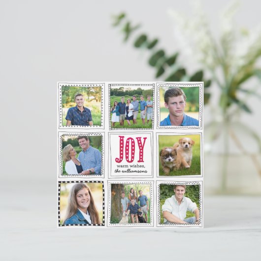 お洒落クリスマスのドードル喜び写真コラージュ シーズンカード (スタンド正面)