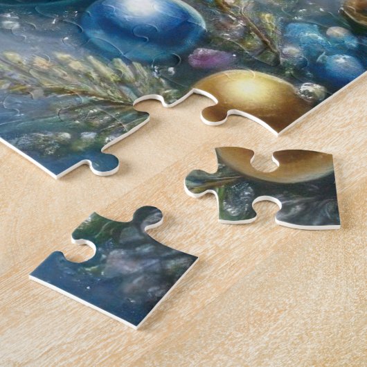 お洒落クリスマスの小さな白いユニコーン ジグソーパズル (側面)