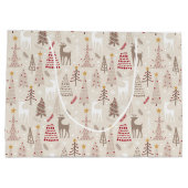 お洒落クリスマスの木とトナカイ ラージペーパーバッグ (裏面)