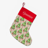 お洒落クリスマスの木、赤い弓とプレゼント スモールクリスマスストッキング (正面 (吊り時))