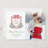お洒落クリスマスの紋章と写真 | ノエル シーズンカード (正面)