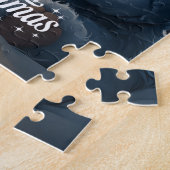 お洒落クリスマスの贈り物が入った可愛いテディベア ジグソーパズル (側面)